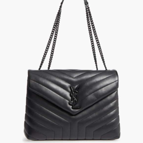 YSL Medium LouLou Matelassé Leather Shoulder Bag Like New All Black - Picture 1 of 9
